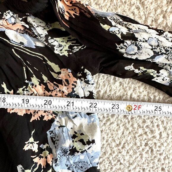 GHOST London Floral Blouse Trumpet Sleeve Flowy Boat Neck Spaghetti - Picture 3 of 16